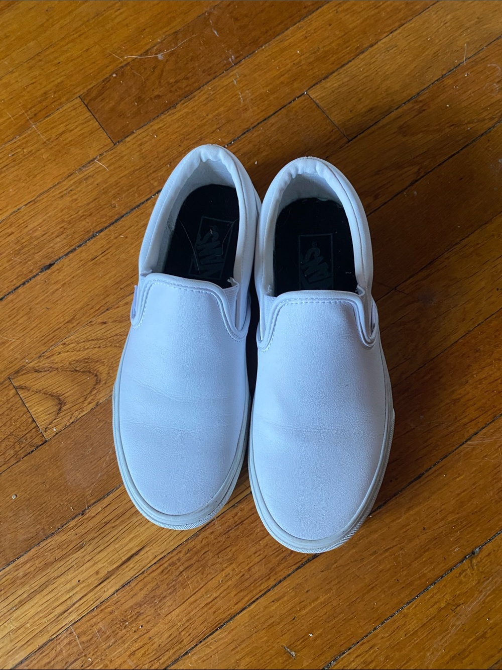 Vans Leather White Slip-On Sneakers